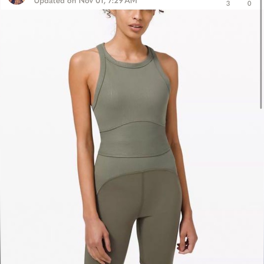 Lululemon Blissful Bend Tank Top  Army Green Sz 2
